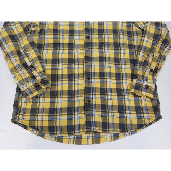 Duluth Trading Company Men's Free Swingin Flannel Yellow Plaid Long Sleeve XL - Picture 8 of 10